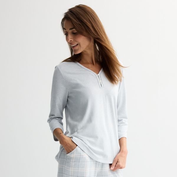 

Женская уютная майка для сна с рубчиком Luxe Croft & Barrow, цвет pearl blue