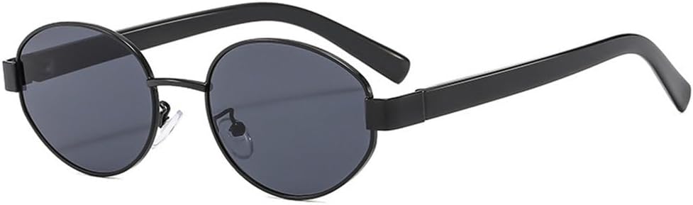 

Ретро металлические овальные солнцезащитные очки для женщин, модные, с прозрачными линзами цвета океана, защита от УФ-излучения UV400, модные панк-солнцезащитные очки для мужчин TYUVIVO, Black Grey