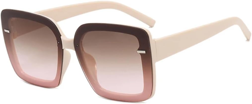 

Солнцезащитные очки с защитой UV400 | Легкая оправа с заклепками | Цветные линзы | Для женщин и мужчин | Для занятий спортом на открытом воздухе и вождения DSVIGF, Beige Tea Pink