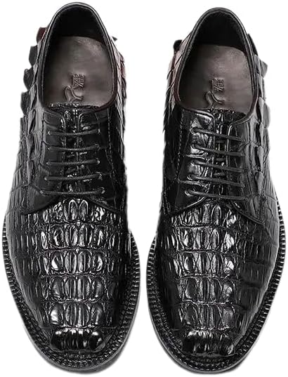 

Мужские классические дерби-оксфорды на шнуровке из аутентичной кожи крокодила, черного цвета, из настоящей кожи аллигатора, для делового и повседневного ношения Generic