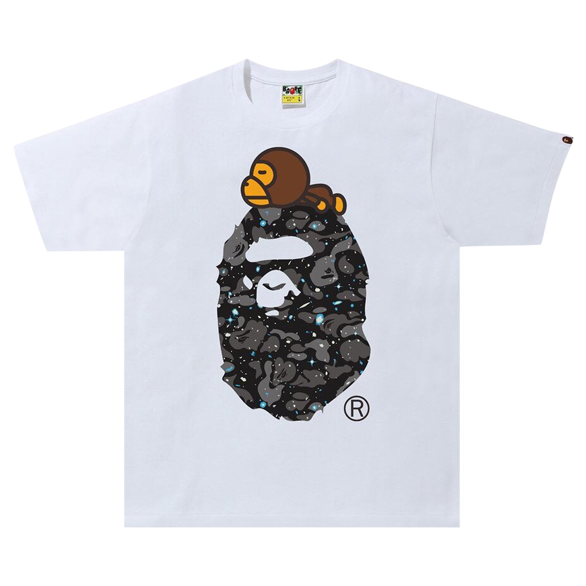 

BAPE Space Camo Milo на футболке Big Ape Белая, Белый, BAPE Space Camo Milo на футболке Big Ape Белая