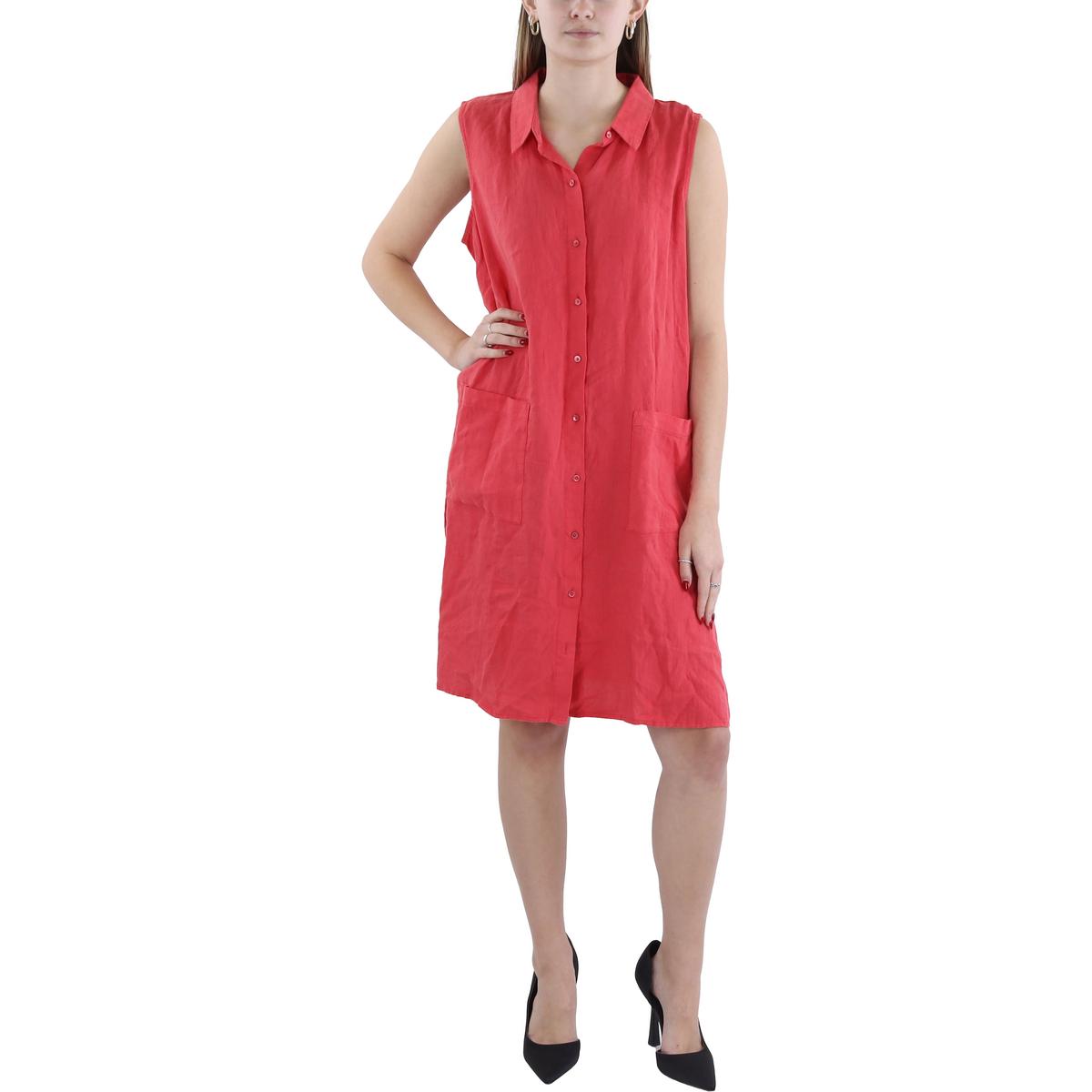 

Женское платье-рубашка без рукавов Eileen Fisher, цвет coral