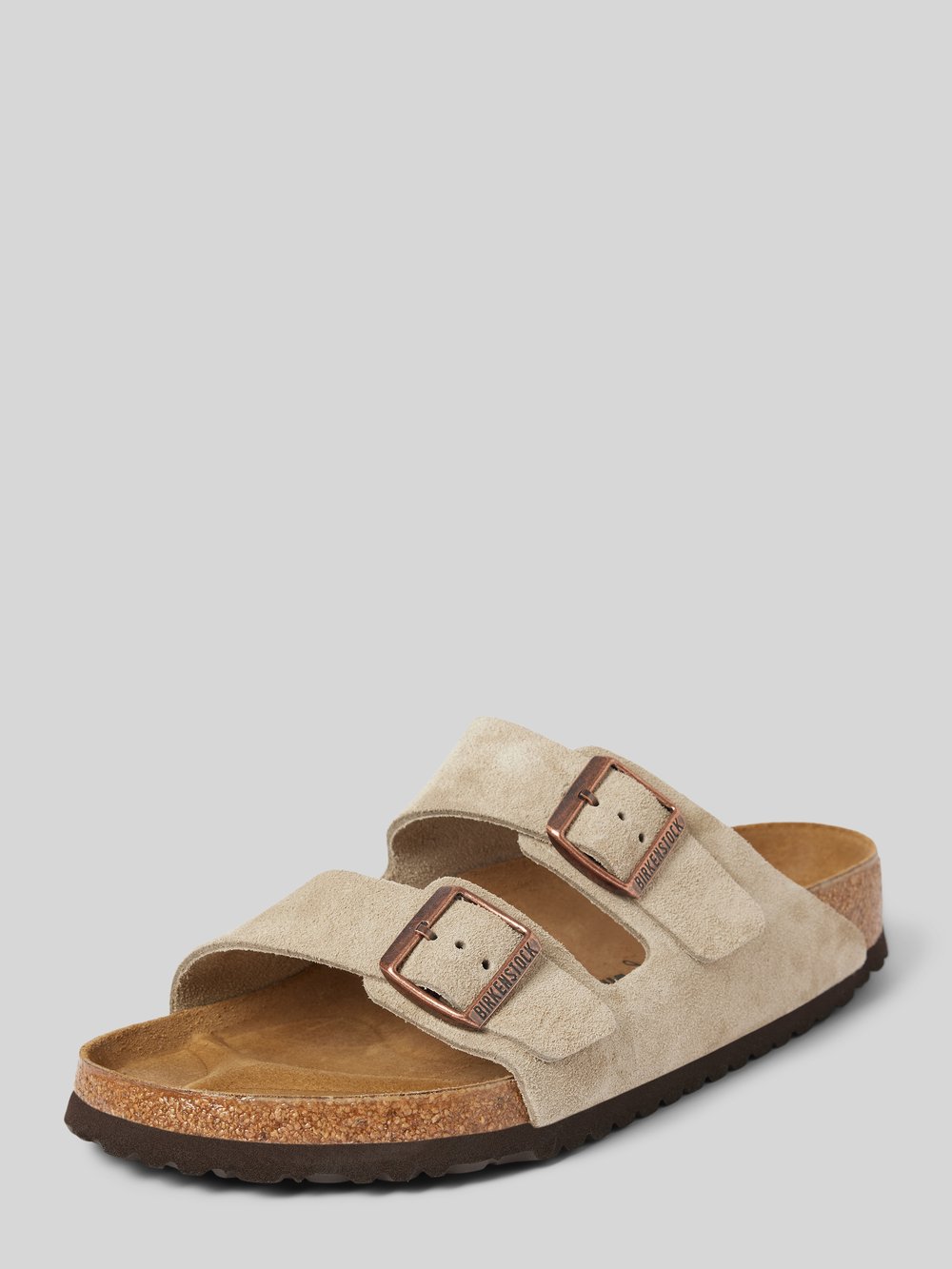 

Кожаные шлепанцы с пряжками модель «Аризона» Birkenstock, серо-коричневый