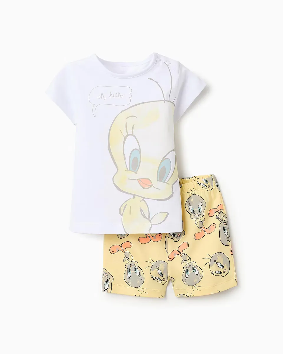 

Пижама для девочки 100% хлопок с принтом Tweety Zippy, белый