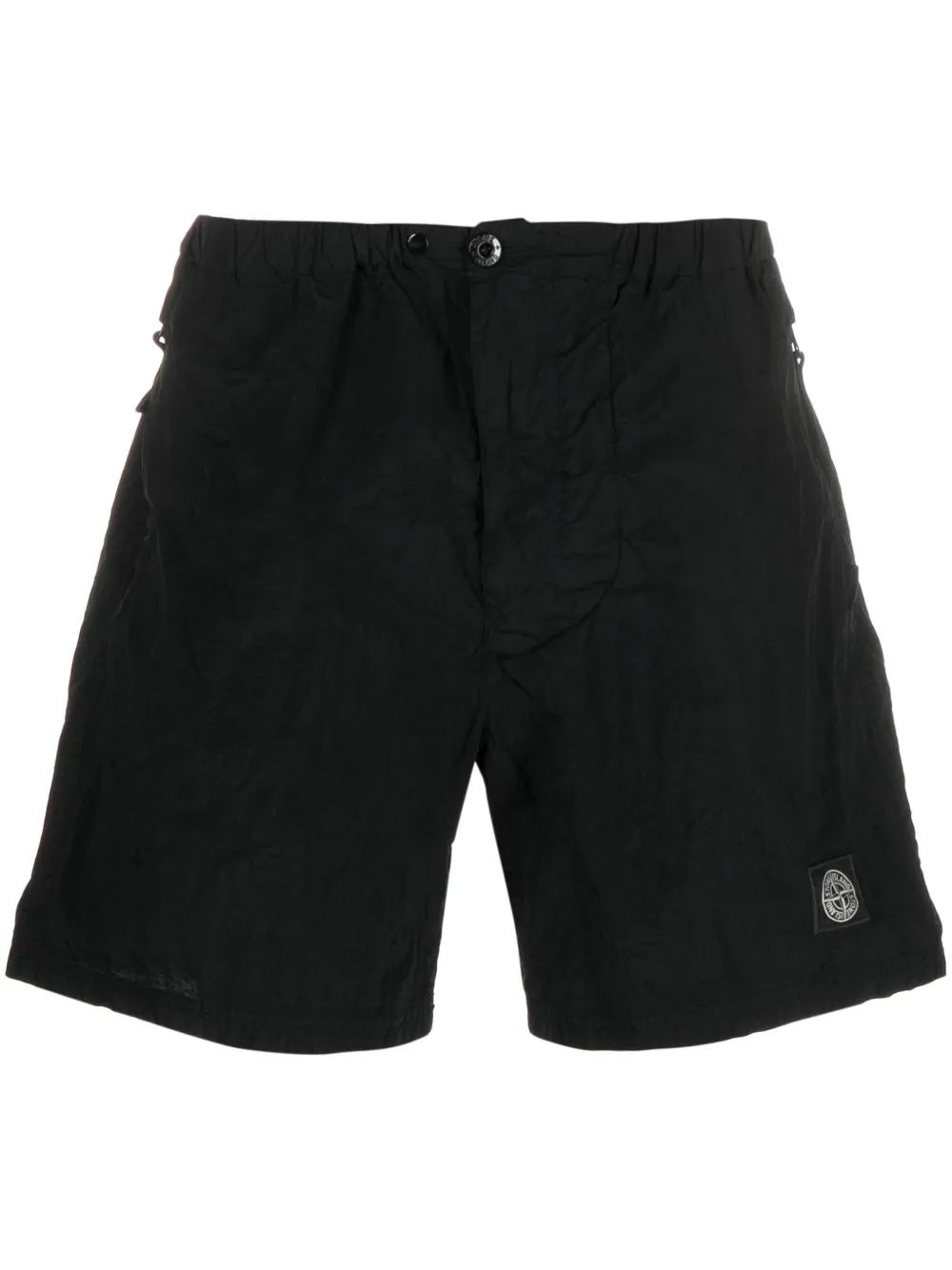 

Плавки-шорты с жатым эффектом и нашивкой-логотипом Stone Island, черный