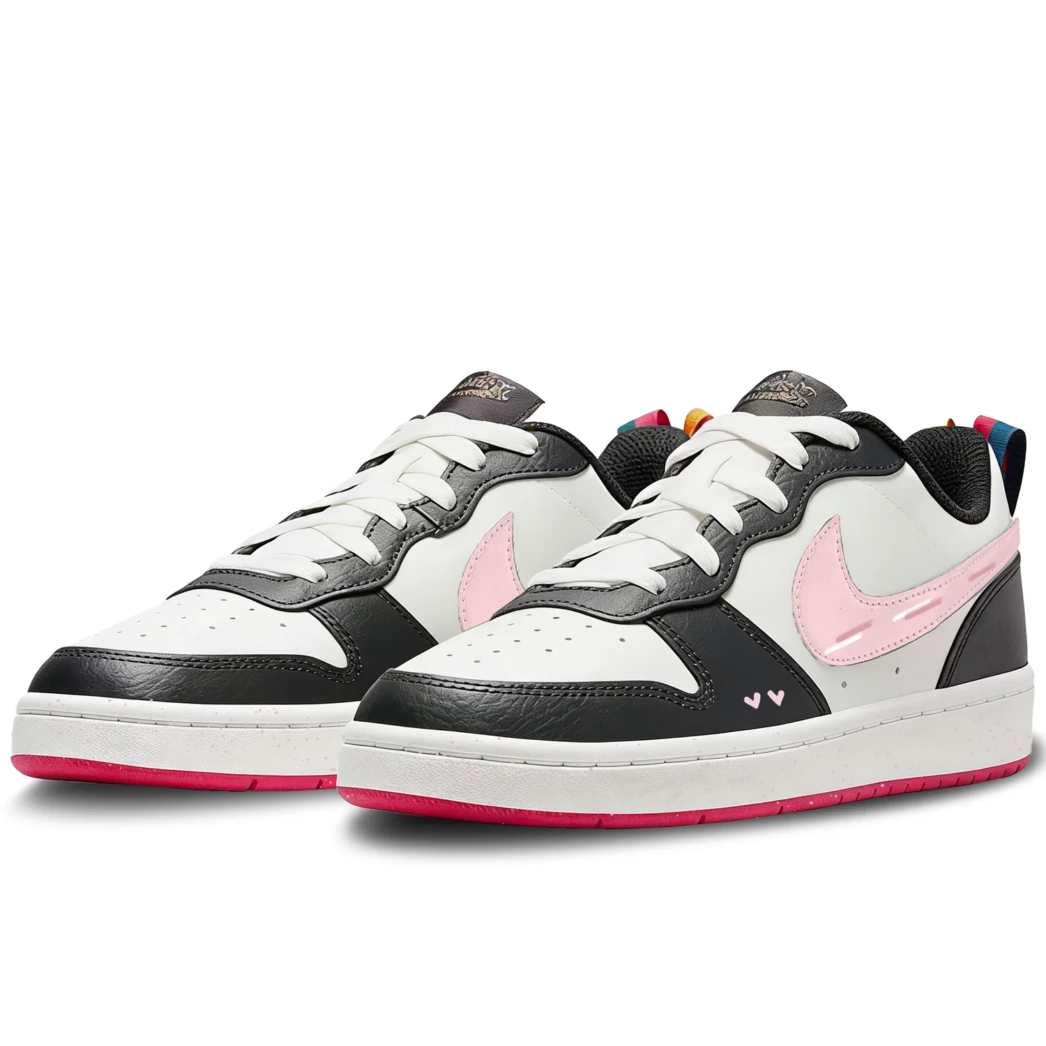 Кроссовки для скейтбординга детские Court Borough Pink Cute Leather Low top White Unisex Nike — фото 4