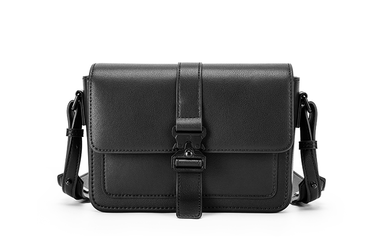 

GUDI Минималистичная маленькая квадратная сумка через плечо из кожи коровьей шкуры, черная, модель Regular Men's, Regular Edition