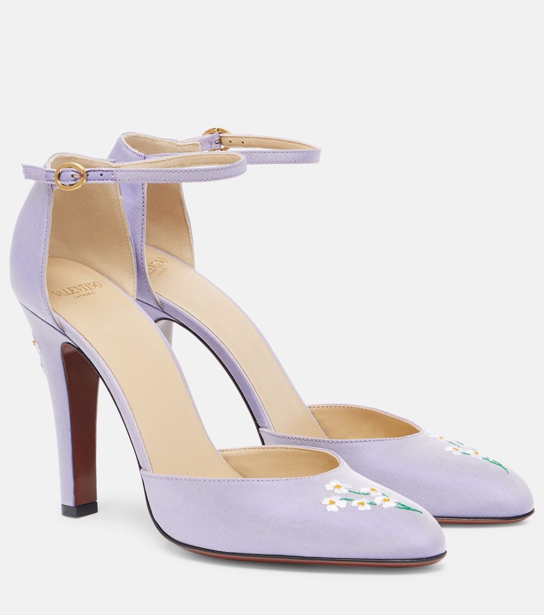 Туфли-лодочки Hi Dolly 105 с вышивкой из сатина Valentino Garavani, Ultra Violet