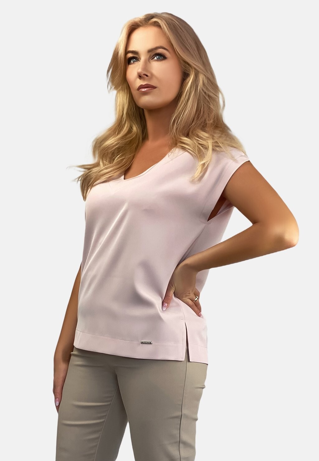 

Блуза V-NECK PLAIN REGINA FASHION, светло-розовый