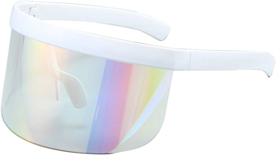 

Солнцезащитные очки COTIA в футуристическом стиле, увеличенного размера, с плоским верхом, зеркальными монолинзами, оправой песочного цвета, диаметром 166 мм, White Frame &Multicolor