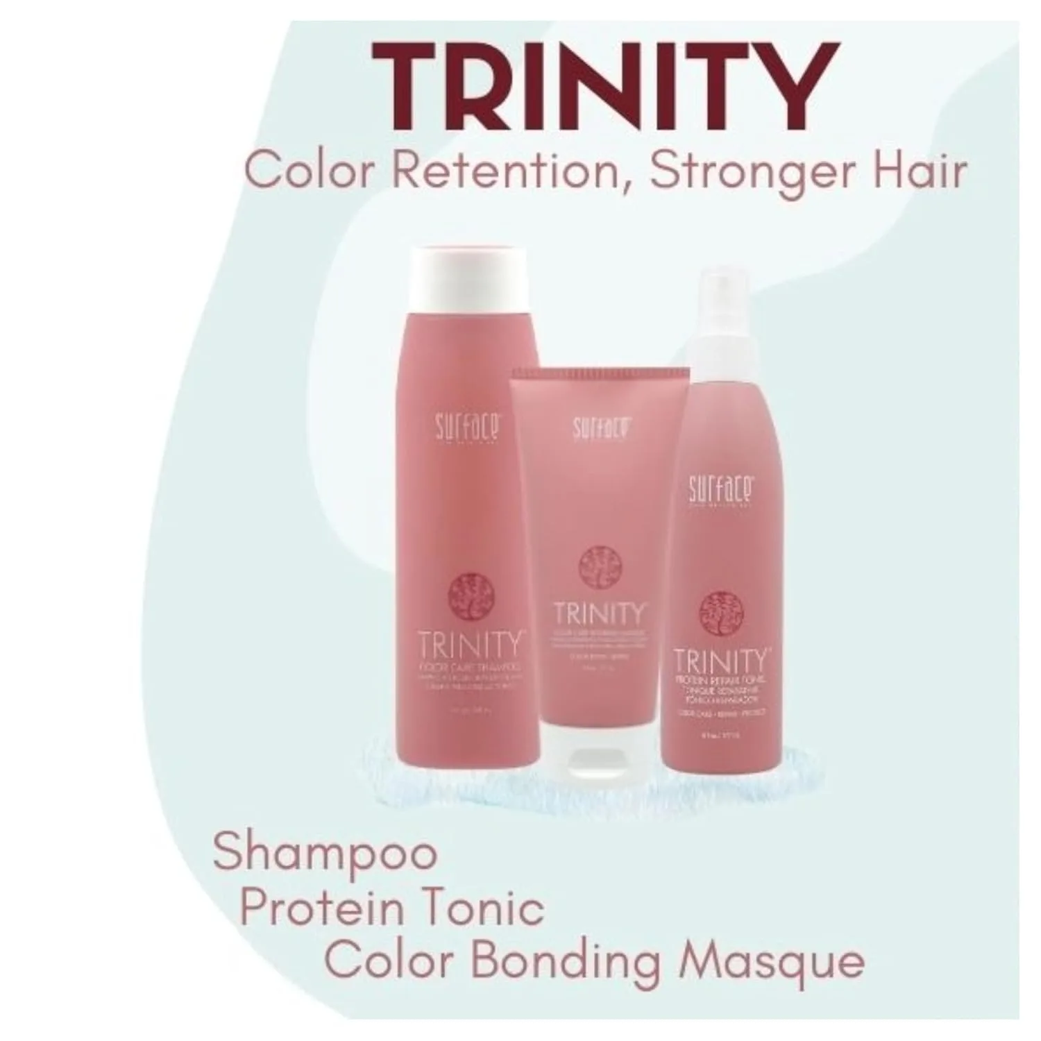 Набор для ухода за окрашенными волосами Surface Hair Best: шампунь и маска Trinity, а также тоник Trinity Repair Tonic для предотвращения выцветания и максимального восстановления, 3 предмета. — фото 2