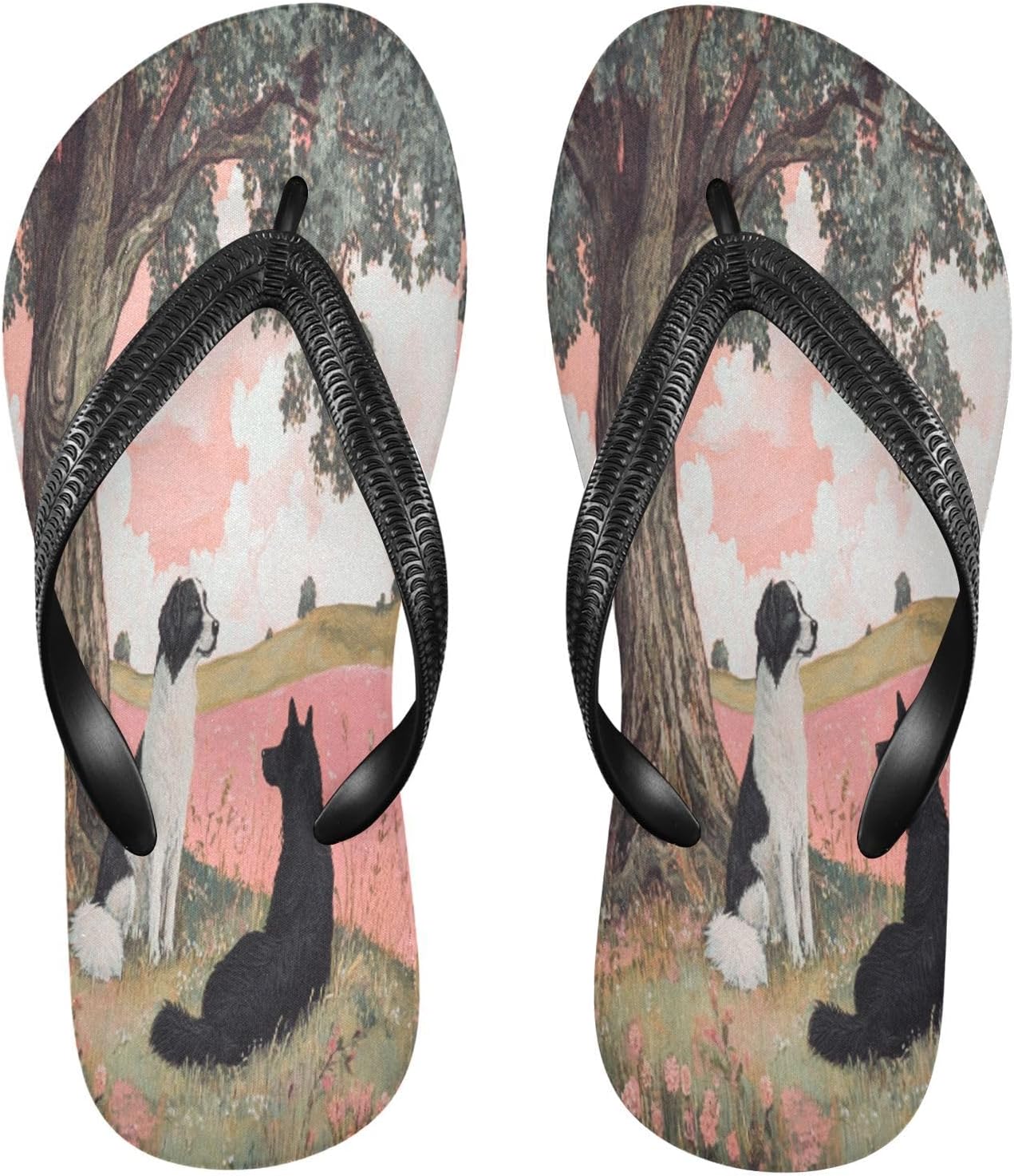 

Кольи под деревом Розовые вьетнамки Пляжный душ Вьетнамки Сандалии Резиновые Нескользящие Летние тапочки Обувь для женщин и мужчин для прогулок Sinestour