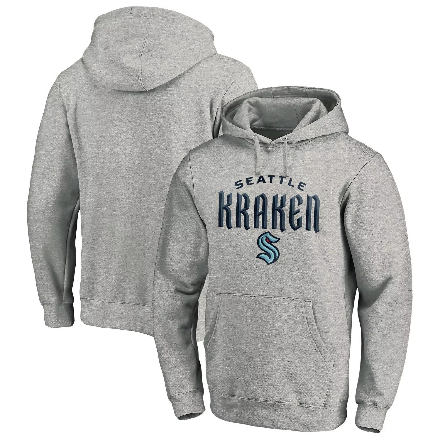 

Мужской пуловер с капюшоном с логотипом Heather Grey Seattle Kraken Team Lockup Fanatics