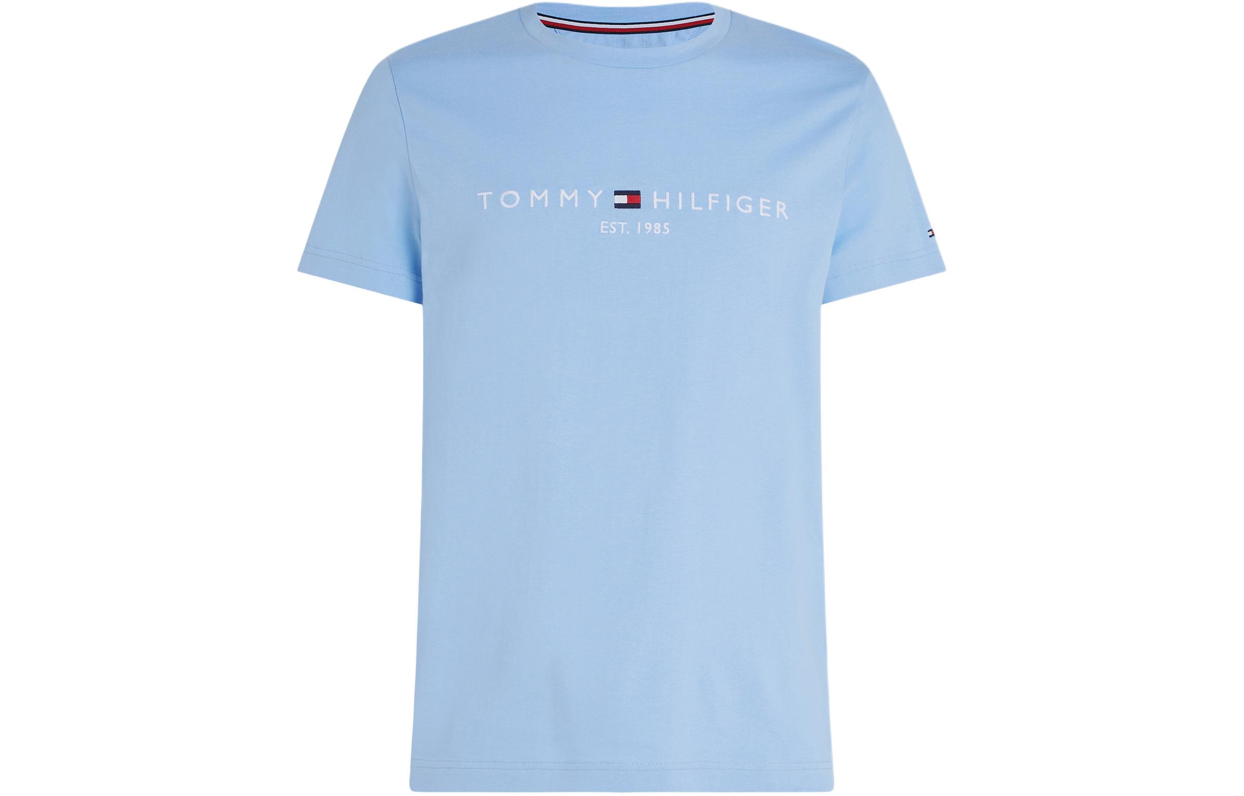 Футболка с вышитым логотипом Tommy Hilfiger, светло-голубой — фото 3
