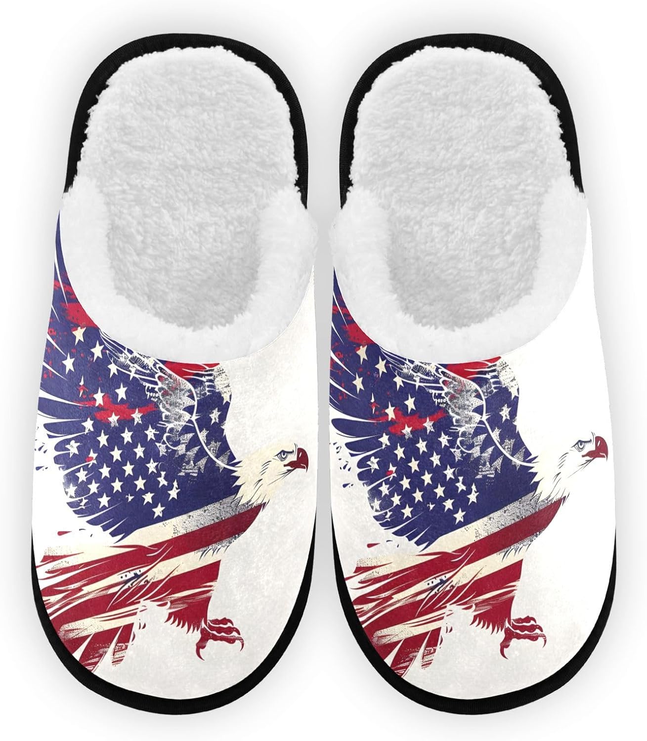 

Мягкие плюшевые тапочки FENOCHE Eagle с американским флагом, ретро, для женщин и мужчин, теплые, удобные, для путешествий и SPA, нескользящие домашние тапочки, Multicolor
