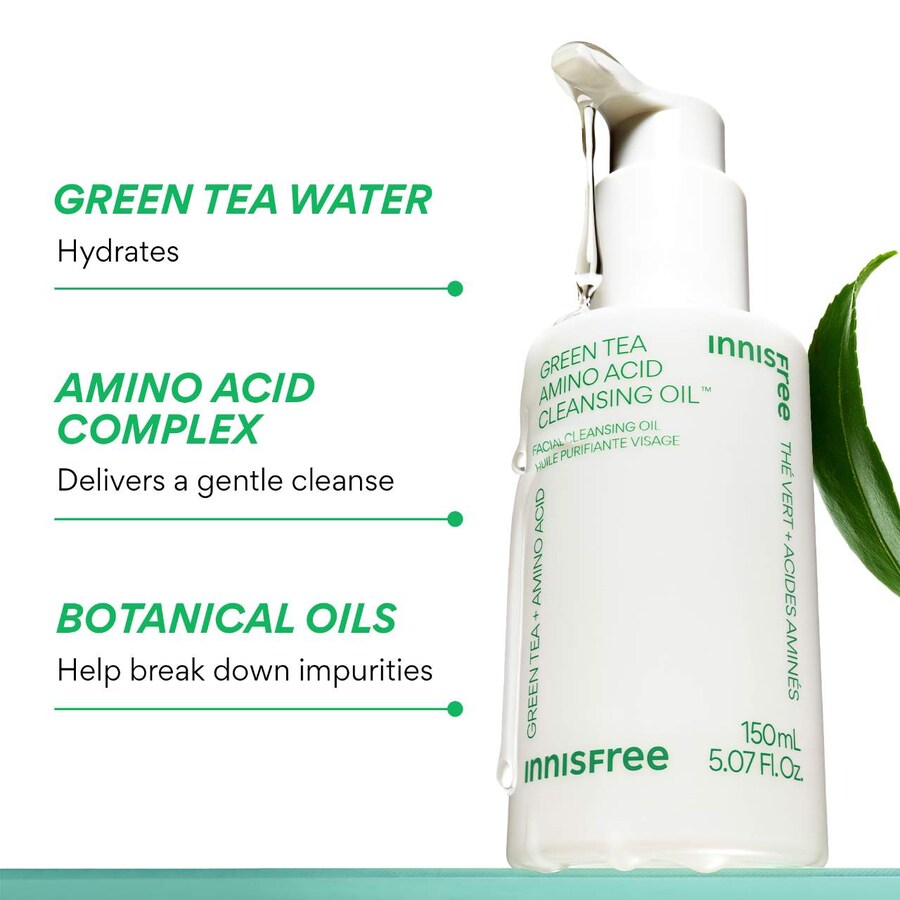 Масло для лица Innisfree — Увлажняющее очищающее масло с аминокислотами зеленого чая, 150 мл — фото 3
