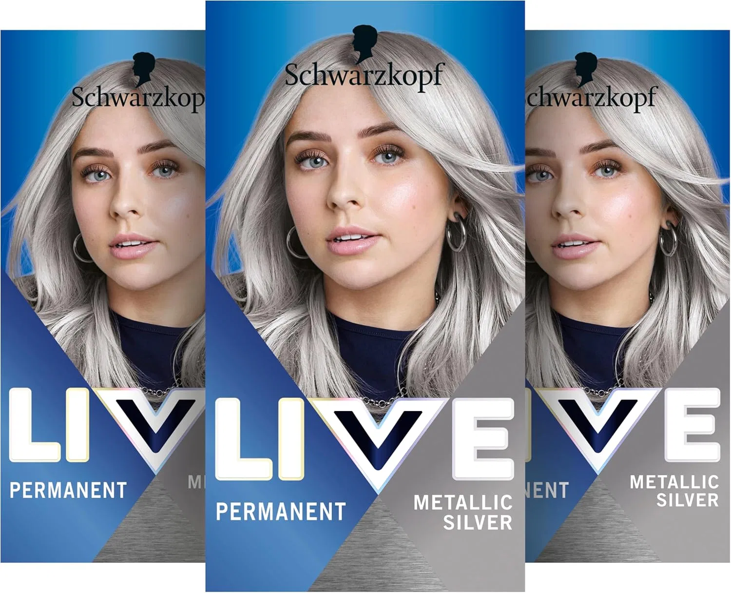 Стойкая краска для волос «Urban Metallics U71 Metallic Silver» от Schwarzkopf Live, 3 x 142.5 мл Live