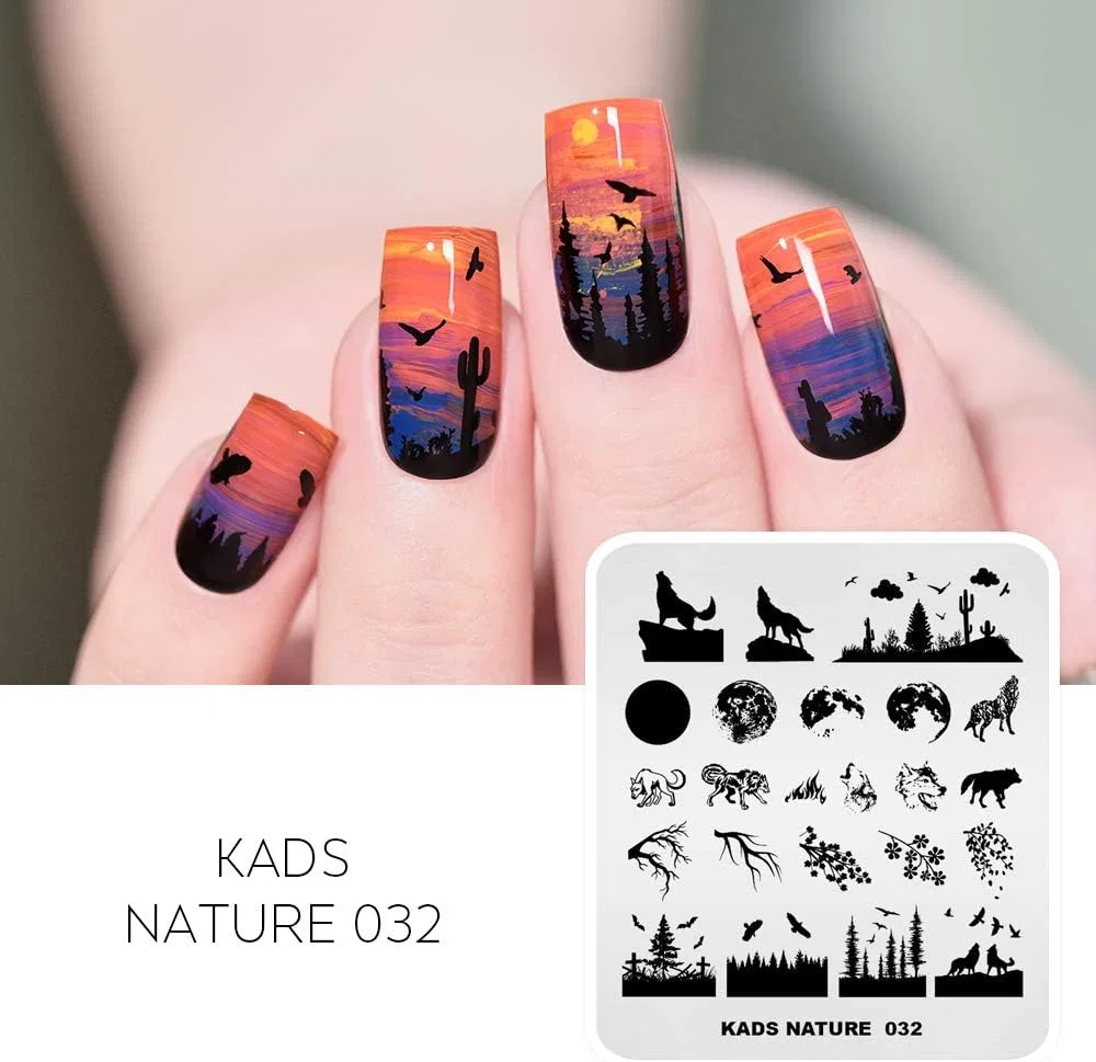 Пластины для стемпинга с узорами «Волк, Луна, Орел» Alexnailart — фото 3