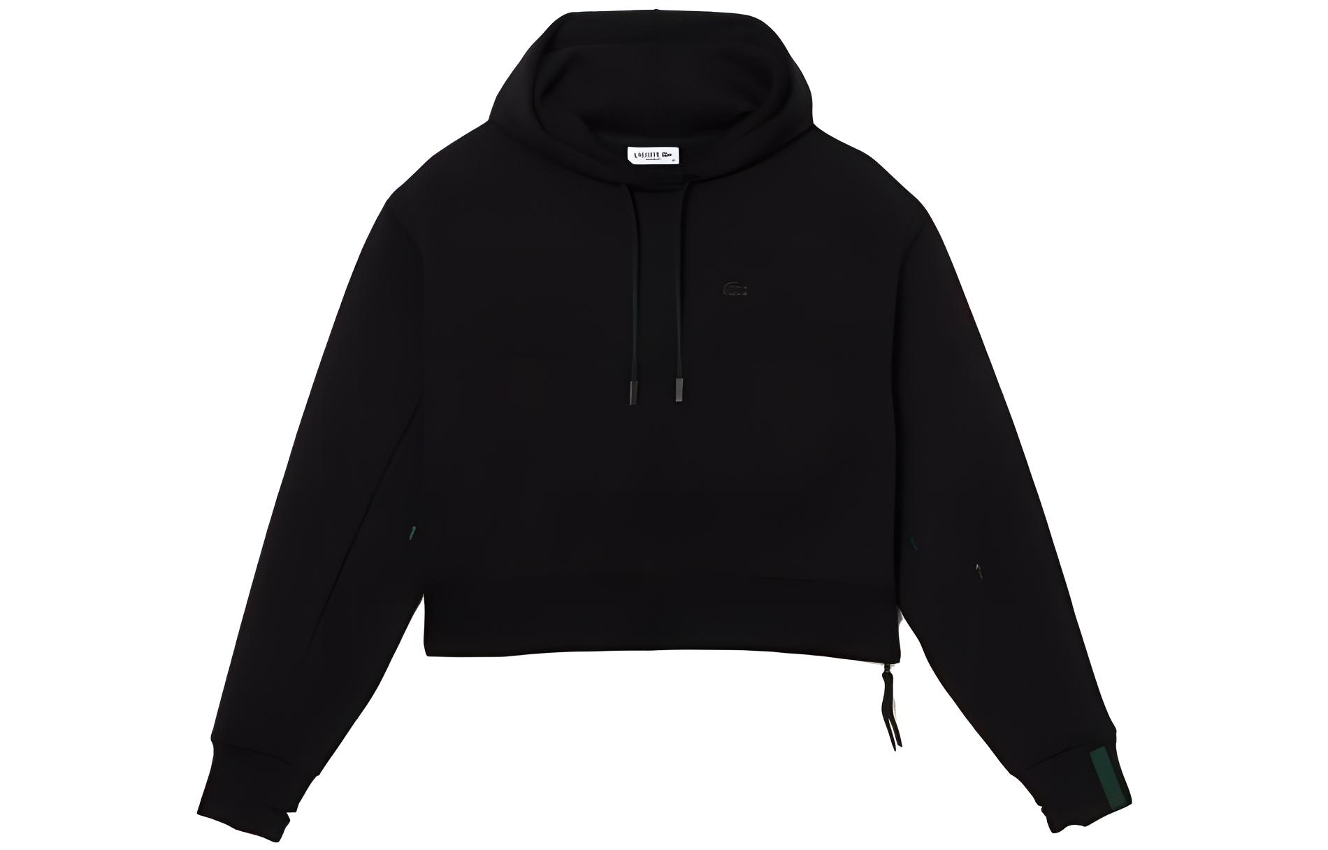 Толстовка LACOSTE с вышитым логотипом и прорезью для большого пальца, черный