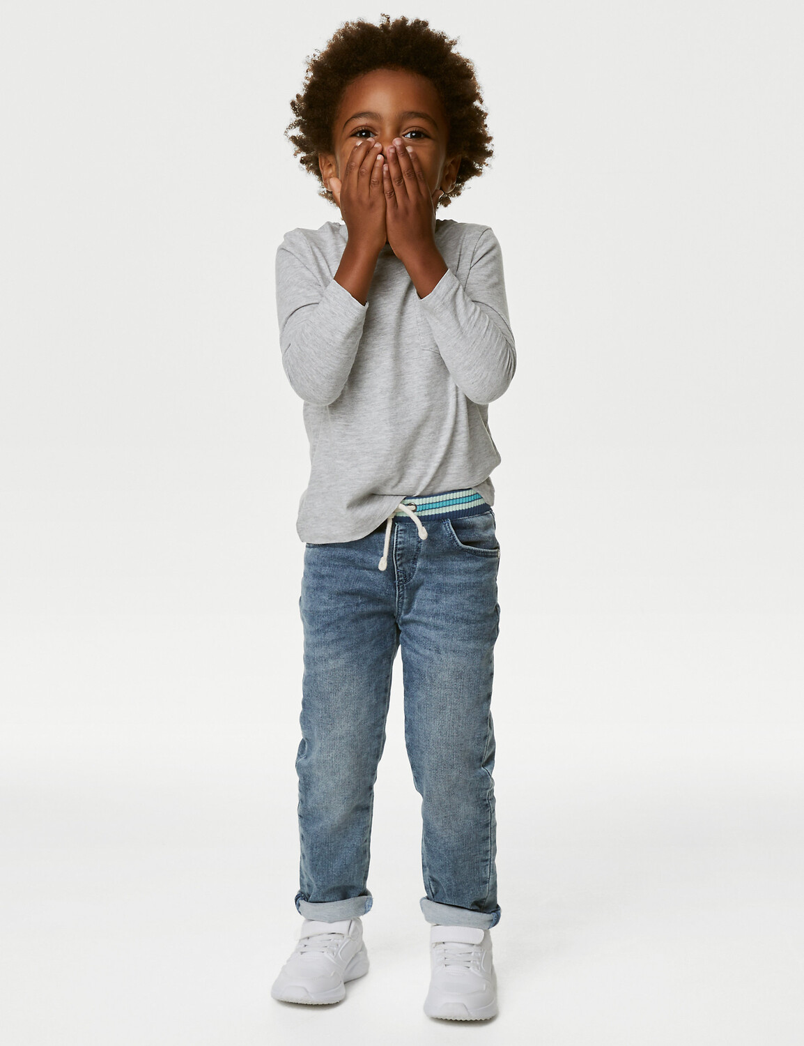 

Джинсы из денима с обычной комфортной талией (2–8 лет) Marks & Spencer, деним