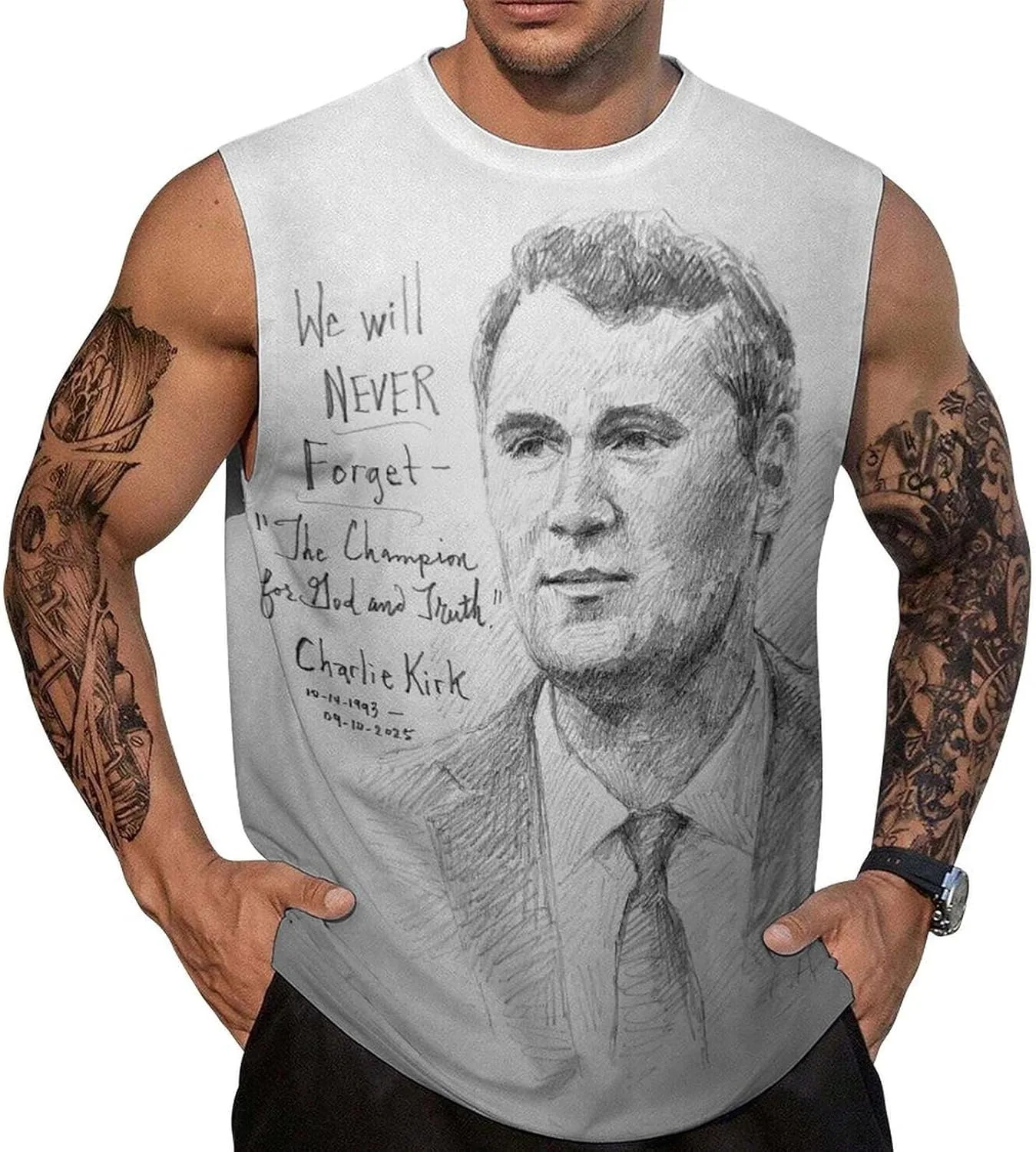 

Футболка Charlie Kirk мужская без рукавов, круглый вырез, легкая летняя майка Wzsxbfsn