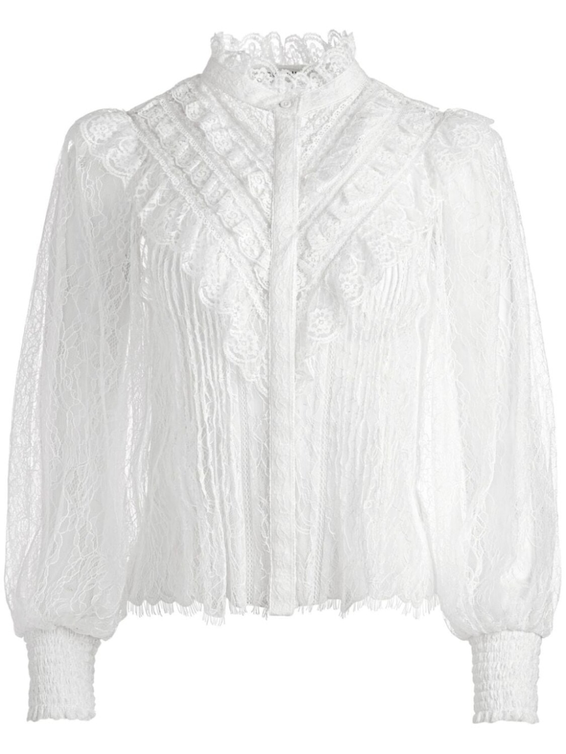 

alice + olivia кружевная блузка Rheba с высоким воротником, белый