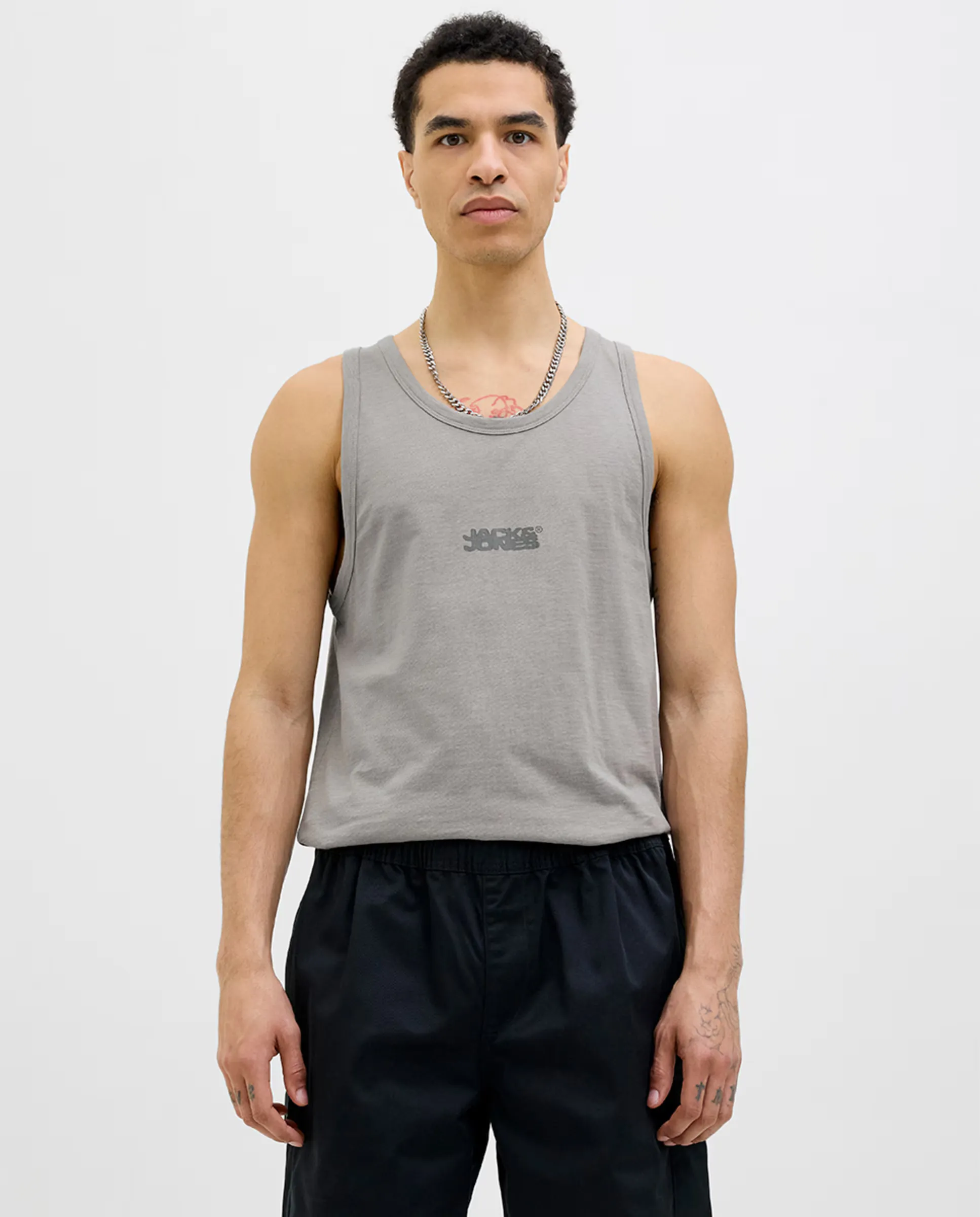 

Мужская майка с принтом на груди Jack & Jones, серый