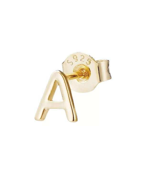 

Серьга-Гвоздик с инициалом из стерлингового серебра 925 пробы, 14 карат Adornia Fine, gold-a