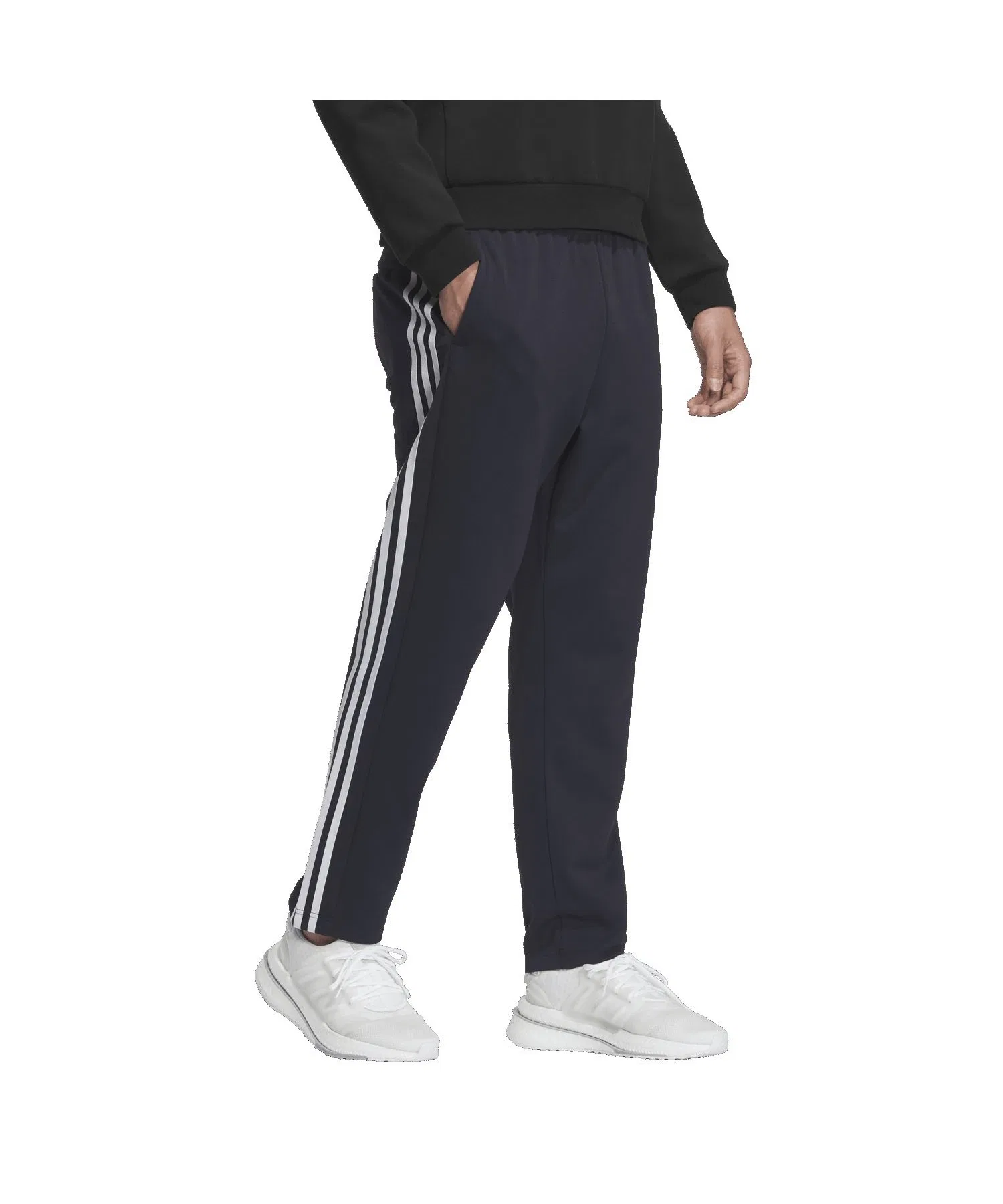 Мужские спортивные брюки adidas 3-Stripes из двойного трикотажа чёрно-белые — фото 2