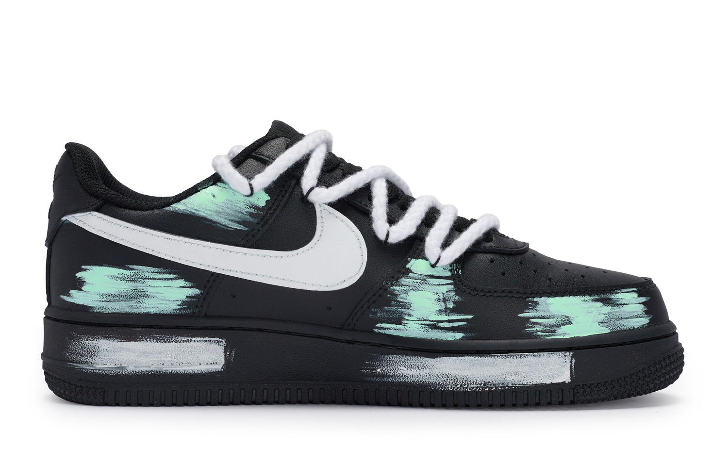 Nike Юнисекс низкие скейтерские кросcовки Air Force 1 в цвете голубой - черный голубой, цвет Black Cyan — фото 3