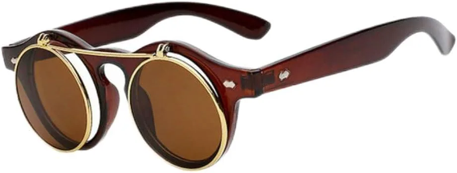 

Классические черные панк-солнцезащитные очки для мужчин и женщин, винтажные солнцезащитные очки для мужчин в стиле панк MTZJH, Brown