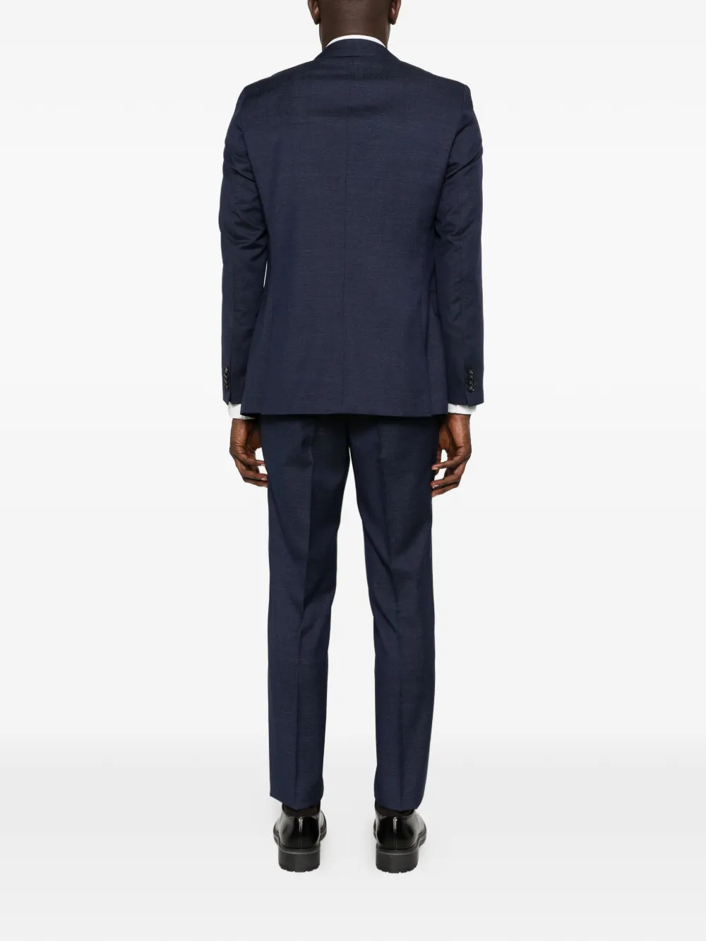 Шерстяной костюм с двубортным пиджаком Boss, синий — фото 3