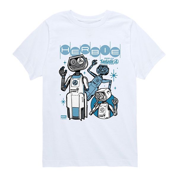 

Футболка с принтом Herbie из фильма «Фантастическая четверка: Первые шаги» для мальчиков 8-20 Marvel, White