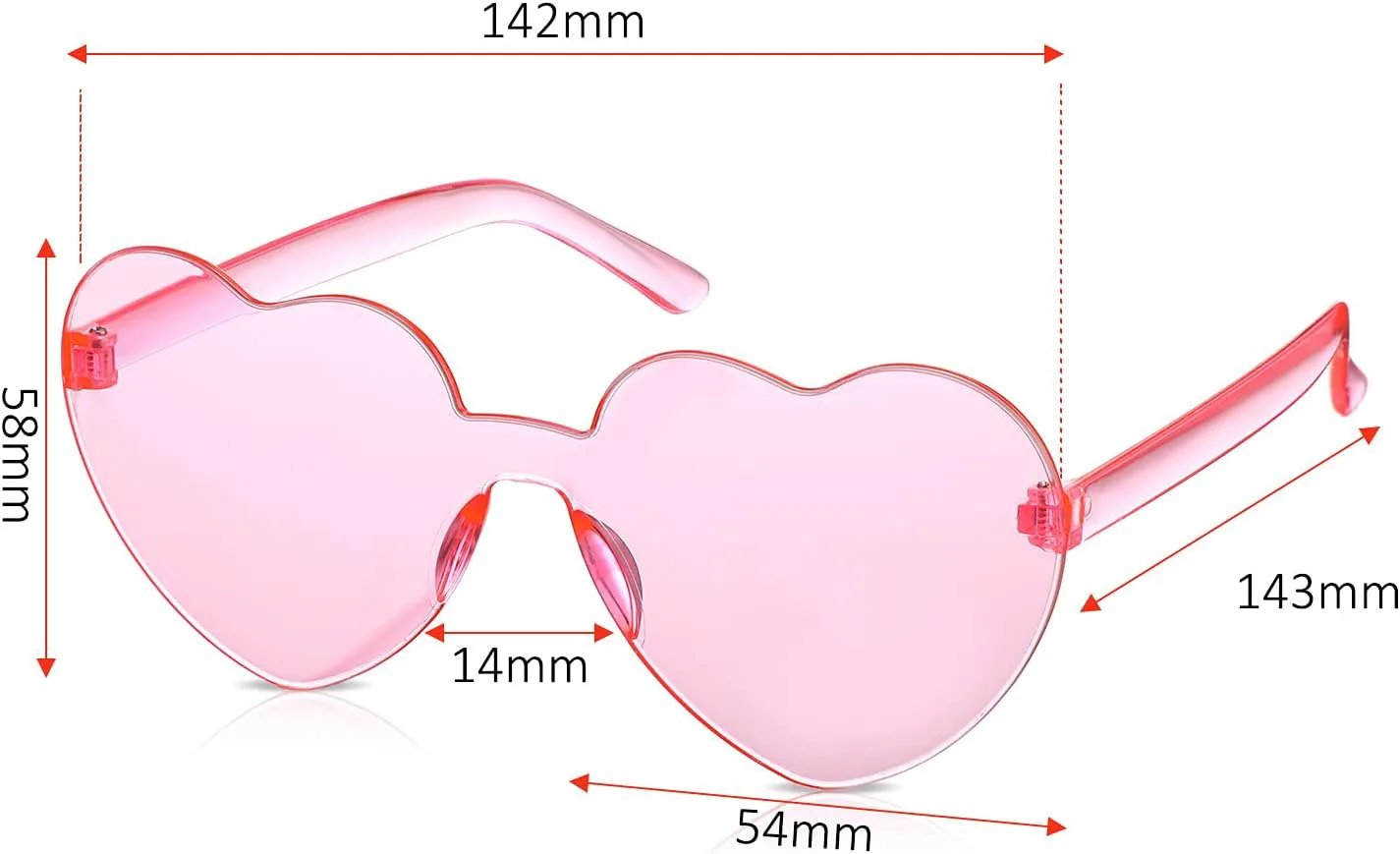 

Maxdot 5 шт. Солнцезащитные очки в форме сердца ко Дню Святого Патрика, без оправы, женские, для косплея и вечеринки, Red, Rose, Pink, Purple, Dark Purple
