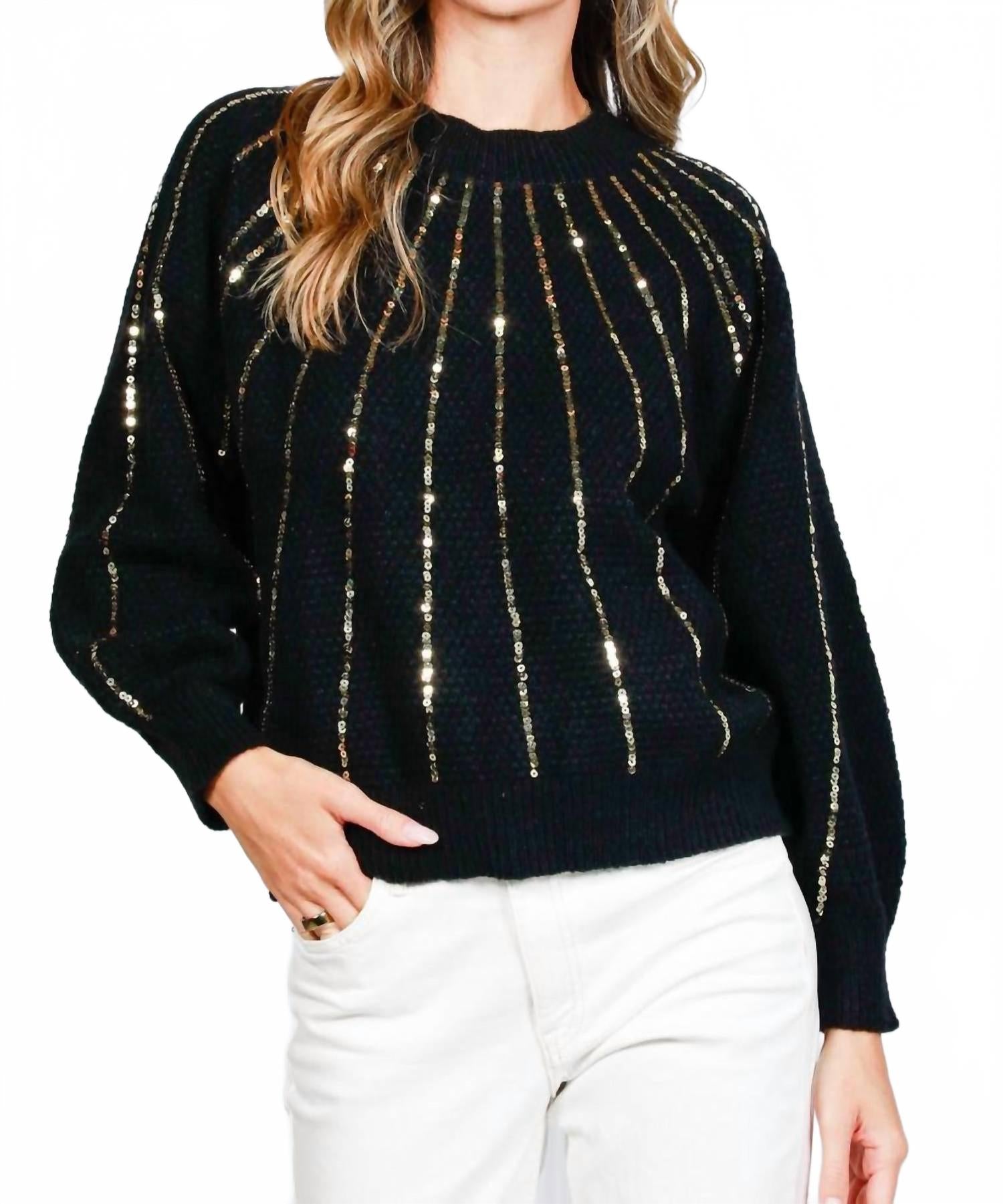 

Style USA Свитер с пайетками, черный