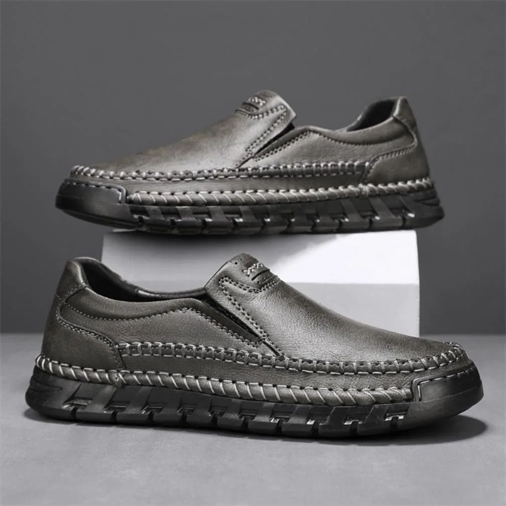 Лоферы кожаные Mens Loafers, серый Adornosbt — фото 3
