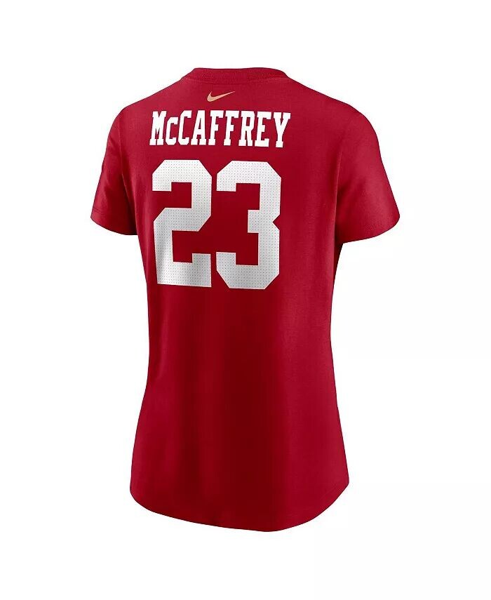Женская футболка Christian McCaffrey Scarlet San Francisco 49ers с именем и номером игрока Nike — фото 2