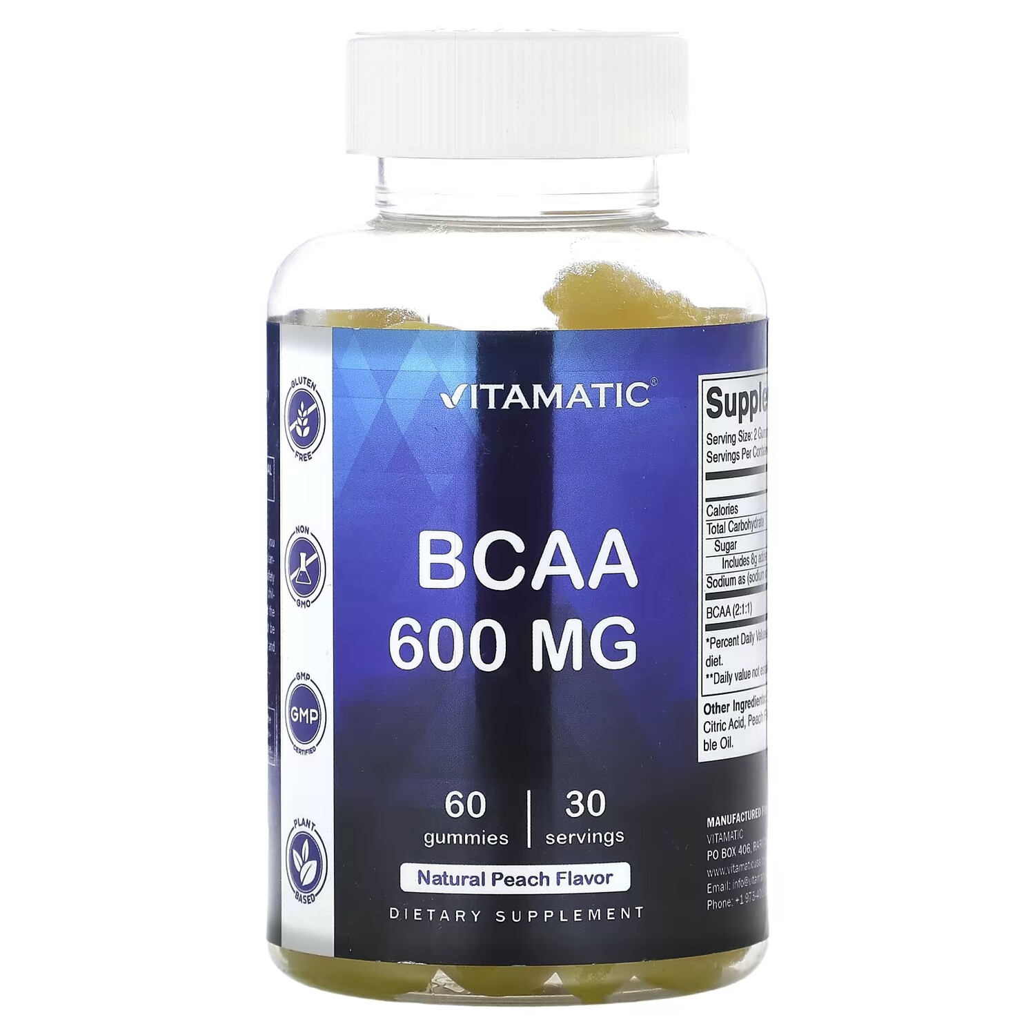 

Добавка Vitamatic BCAA Natural Peach 600 мг, 60 жевательных таблеток