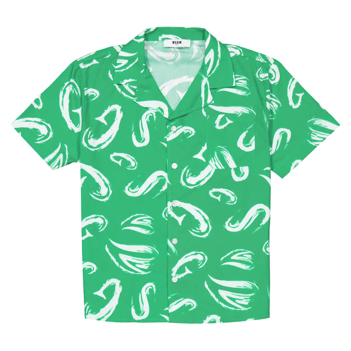 

Детская рубашка MSGM с принтом логотипа из поплина, зеленый