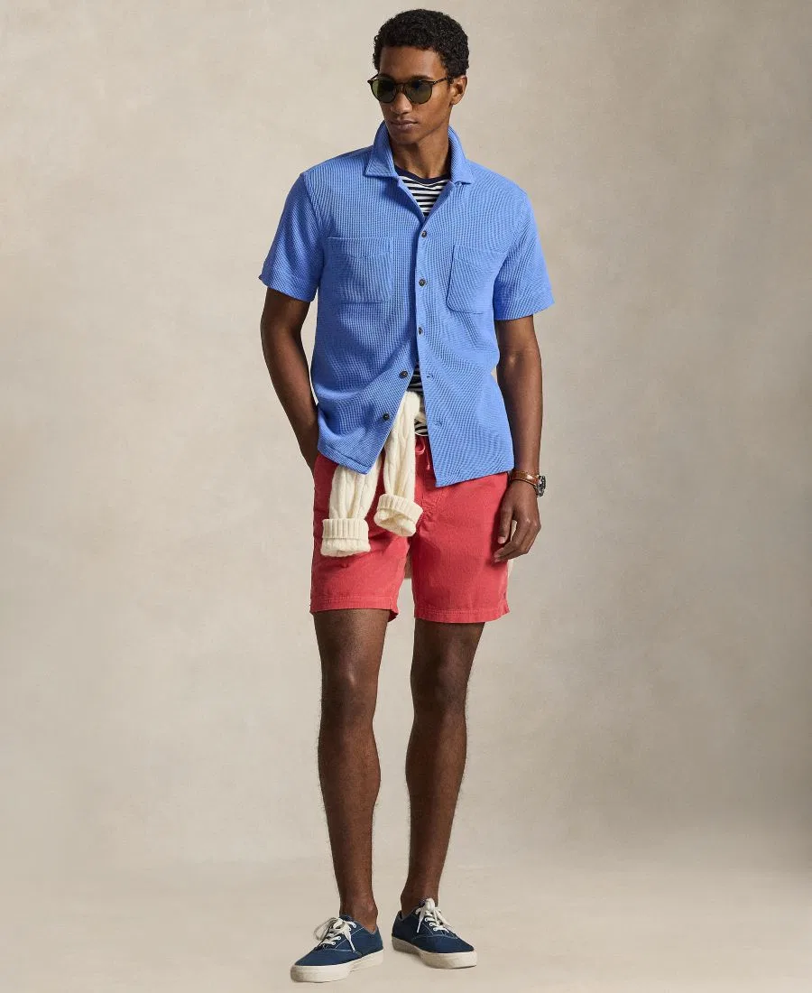 Мужская рубашка с коротким рукавом из вафельной вязки Polo Ralph Lauren, синий — фото 2
