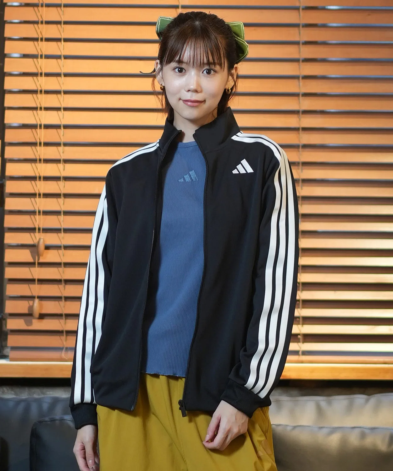 Трек-топ adidas W MH 3S, переработанный полиэстер, тёмно-синий — фото 2
