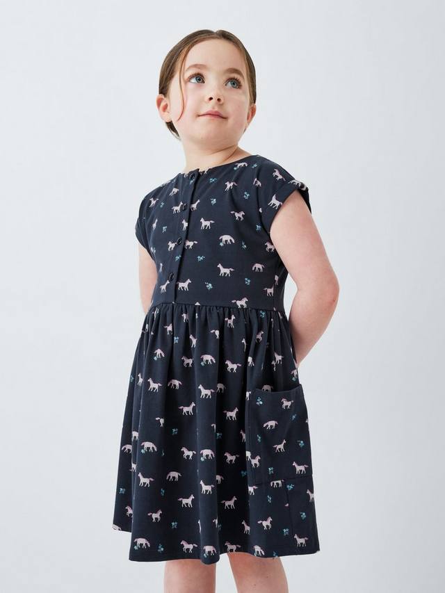 

Детское платье-джерси с принтом лошадей John Lewis, Blue