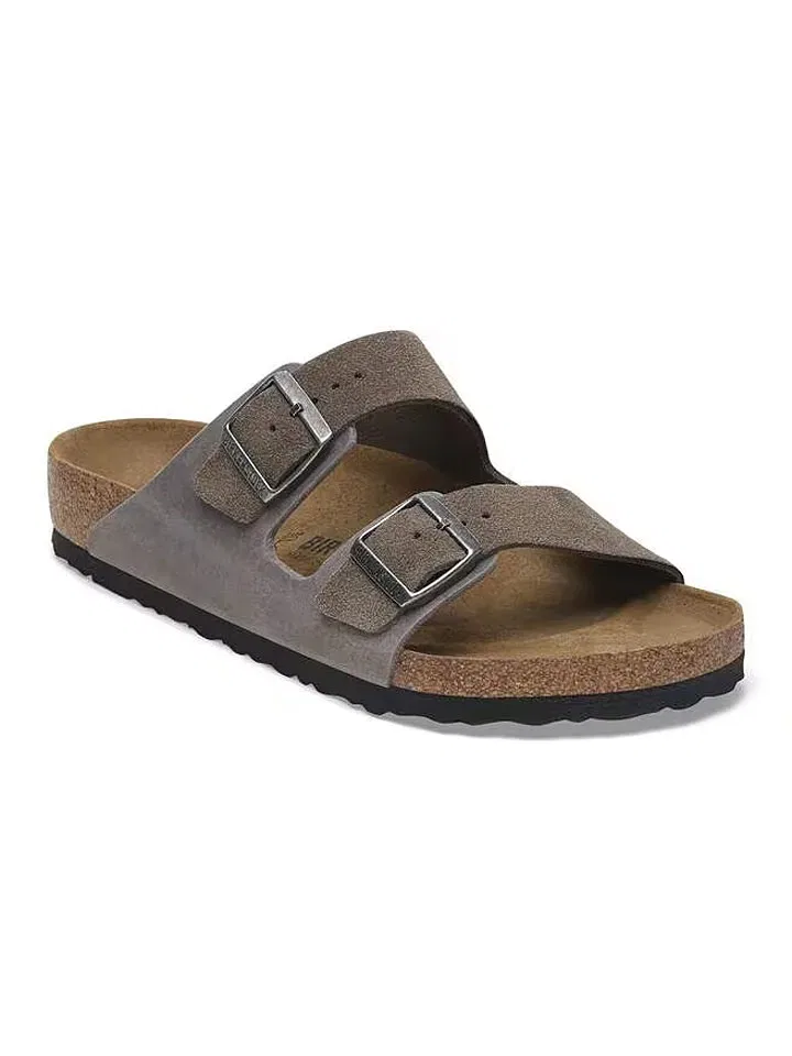 Домашние тапочки на ремне, кожаные, Birkenstock, антрацит — фото 2
