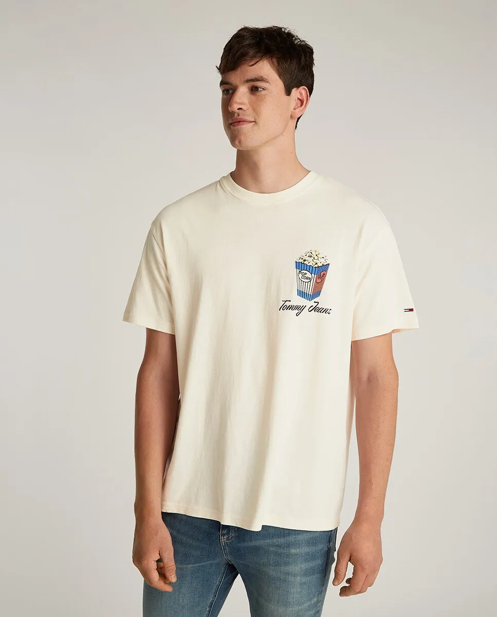 

Мужская футболка свободного кроя с принтом на спине Tommy Jeans, белый