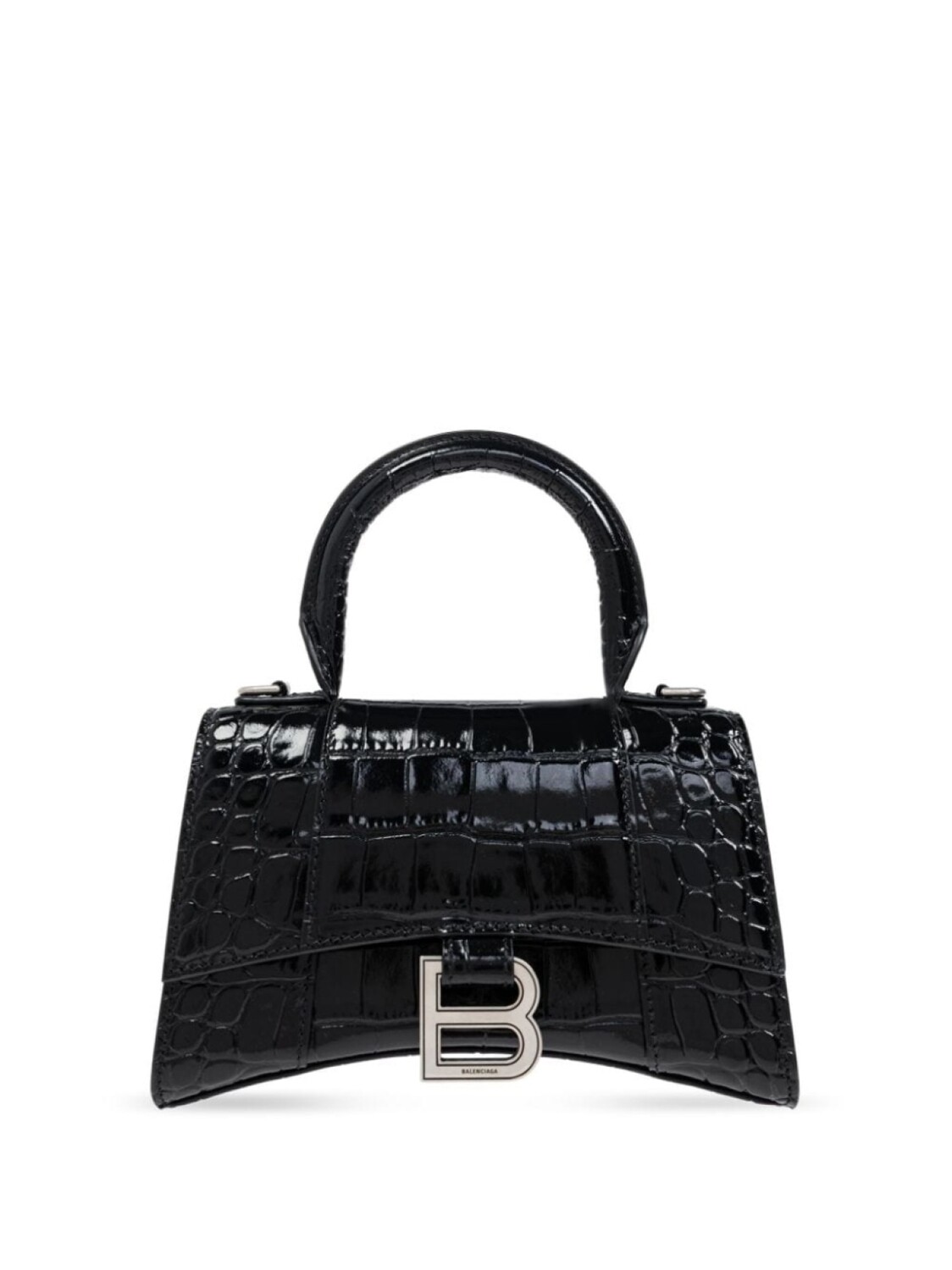 

Мини-сумочка Balenciaga Hourglass из кожи с эффектом крокодила, черный