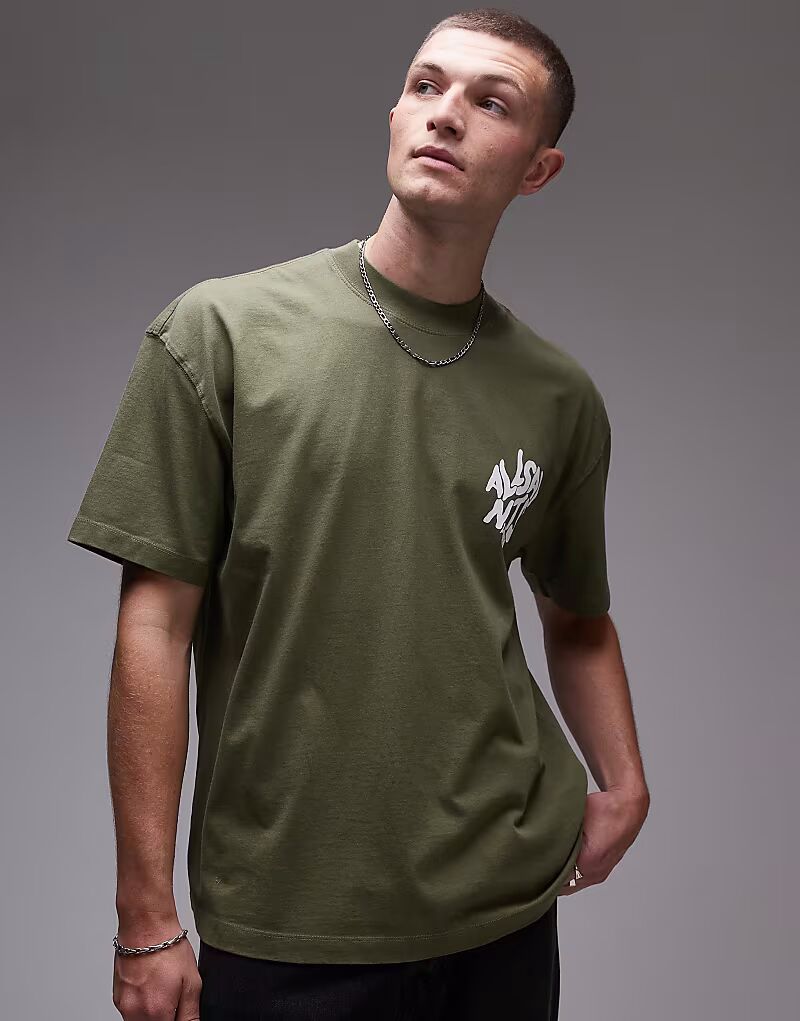 

Футболка AllSaints Orlando цвета Eden Green с принтом на спине