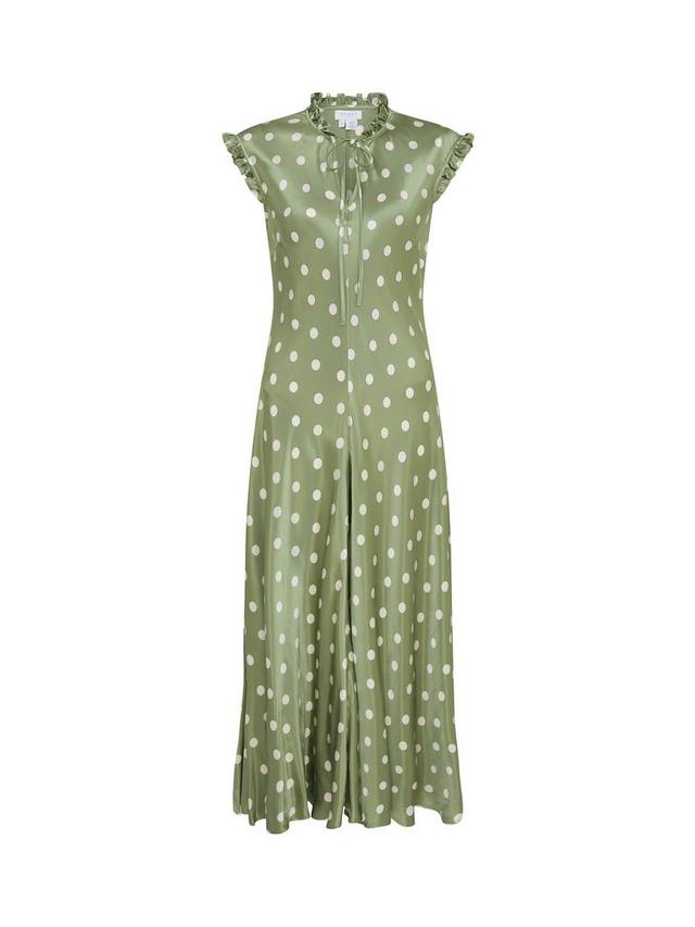 

Атласное платье миди сесили в горошек Ghost, цвет Green/Ivory
