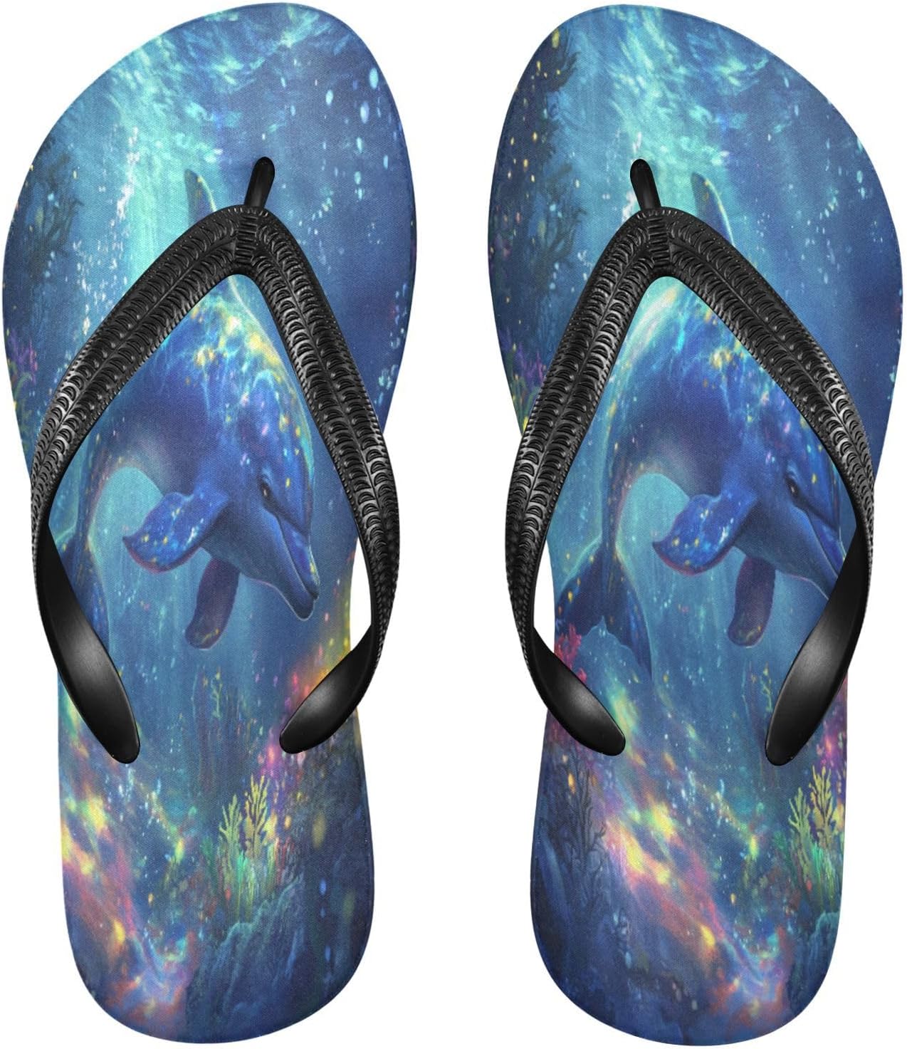 

Светящиеся в темноте пляжные шлепанцы с дельфином, кораллово-бирюзовые, с резиновой подошвой, нескользящие, летние тапочки для мужчин и женщин Sinestour