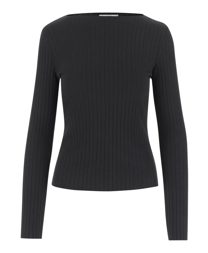 

Черный пуловер из смесовой хлопковой ткани с круглым вырезом Vince, черный