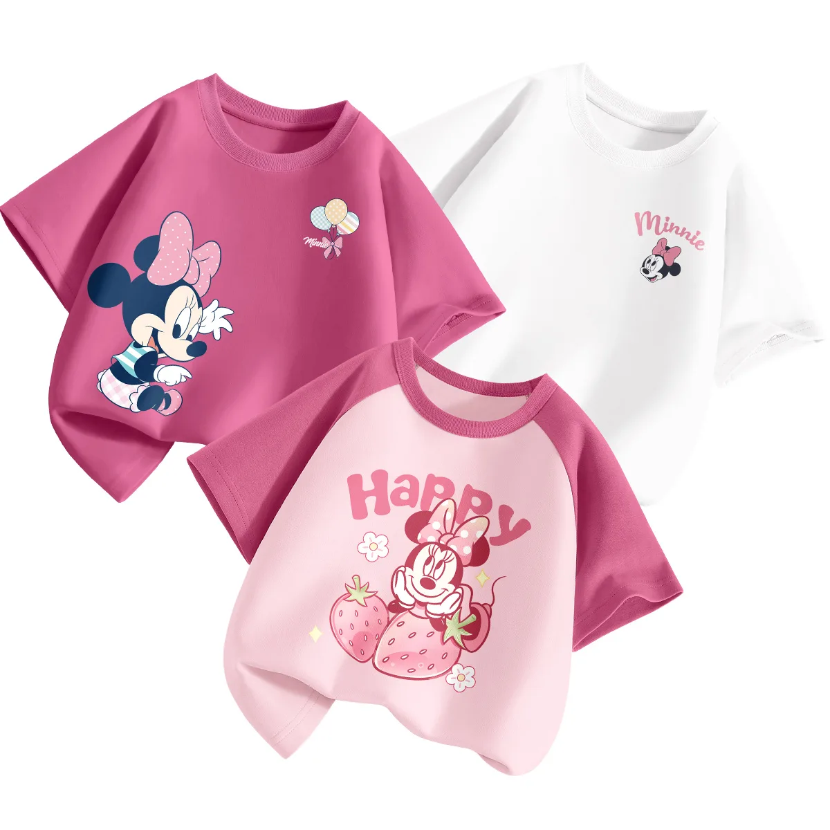 Футболка 3 шт, для детей 3-7 лет Disney, Dime Berry Berry Pink+Dile Play K Berry Red+Dile Lift K White